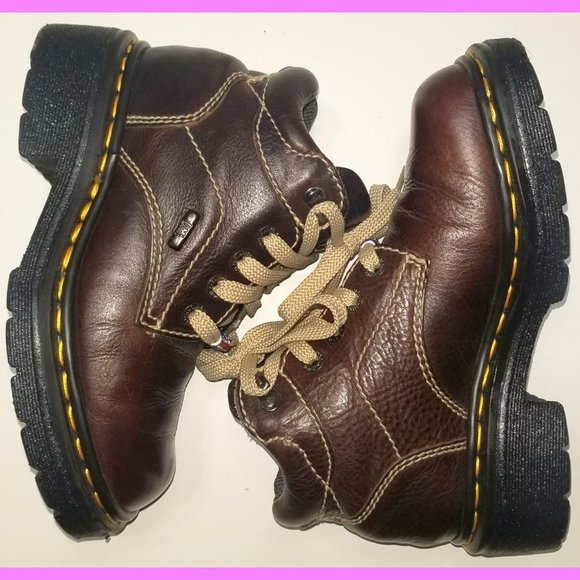 Size 6 US Women's Doc Dr. Marten's Brown Mahogany Heeled Heel Ankle Boots - Picture 4 of 17